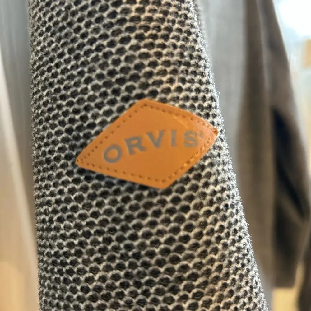 New Orvis Men Fleece Lined 1/4 Zip Pullover Black & White Medium